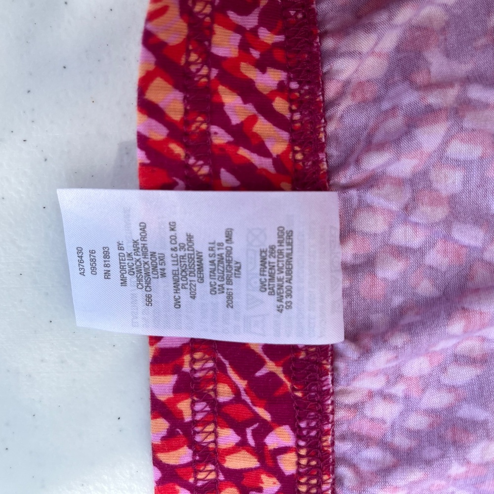 d&co Beach Plus Size 2XP Cropped Pants Pink Red Print Pull-On Stretch Casual - Picture 8 of 9